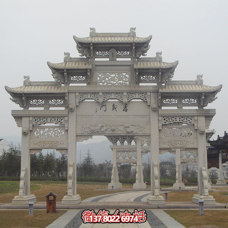 傳承古城文脈，精美石雕牌坊仿古門樓雕塑