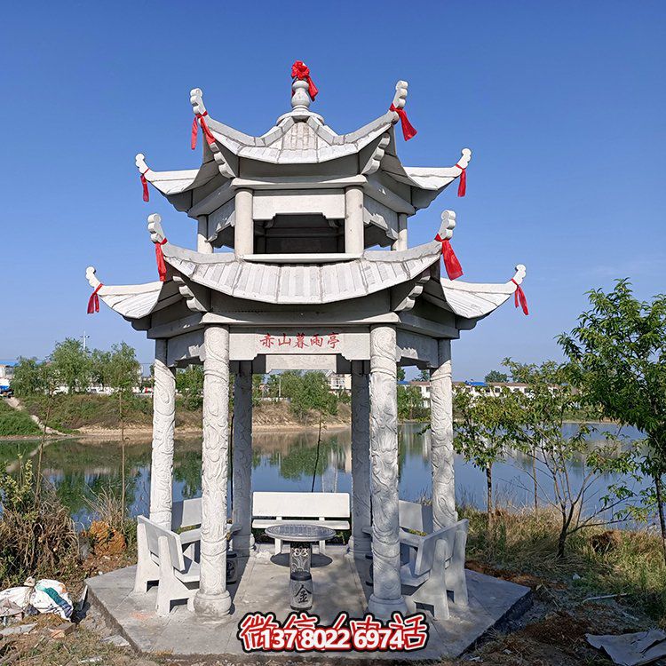 古典風(fēng)格仿古青石二層涼亭，提升園林戶外休息體驗(yàn)