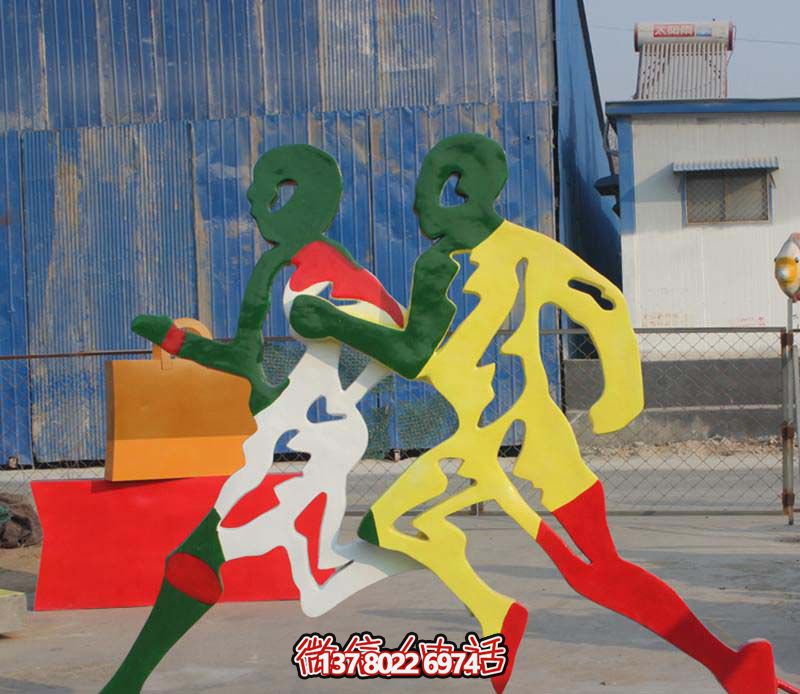 Sanlitun不銹鋼雕塑購(gòu)物奔跑者的噴漆精神