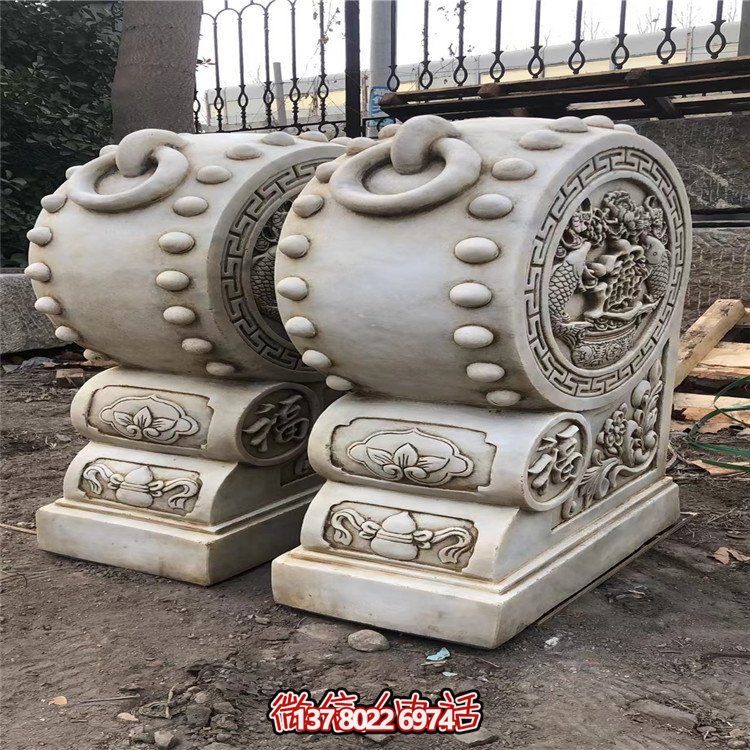 精美大理石石雕抱鼓雕塑，讓庭院門口煥然一新