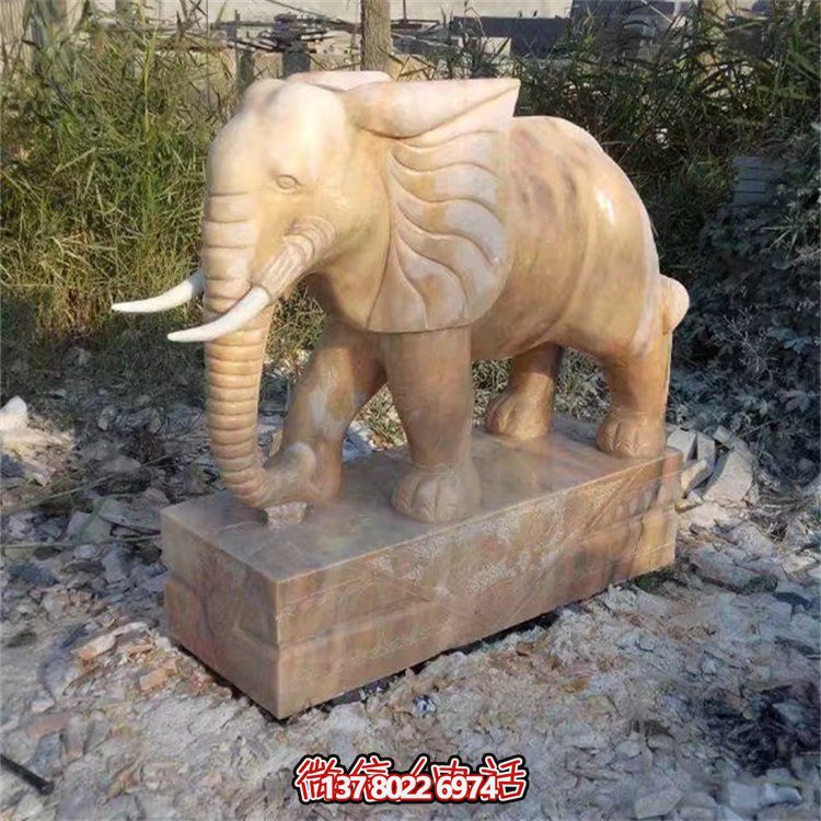 自然石材雕塑，吉祥大象守護(hù)家門