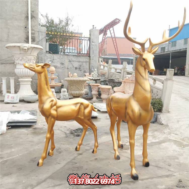 高雅優美的梅花鹿雕塑，提升小區、別墅及戶外景觀美感