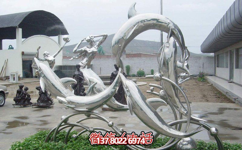 一群活躍海豚，為游樂園帶來更多樂趣——不銹鋼海豚雕塑