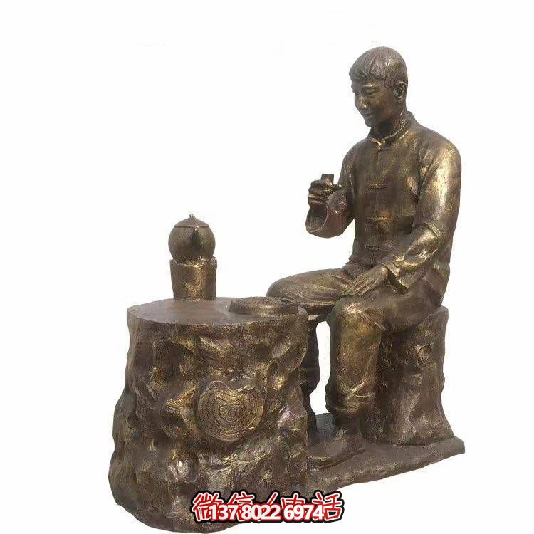 仿銅玻璃鋼人物小品雕塑，景觀戶外公園裝飾