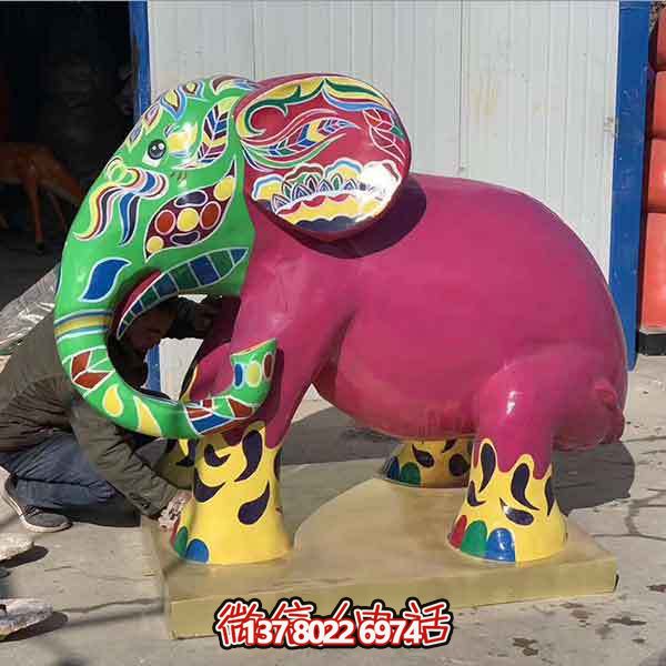 玻璃鋼雕塑大象，彩繪園林景觀