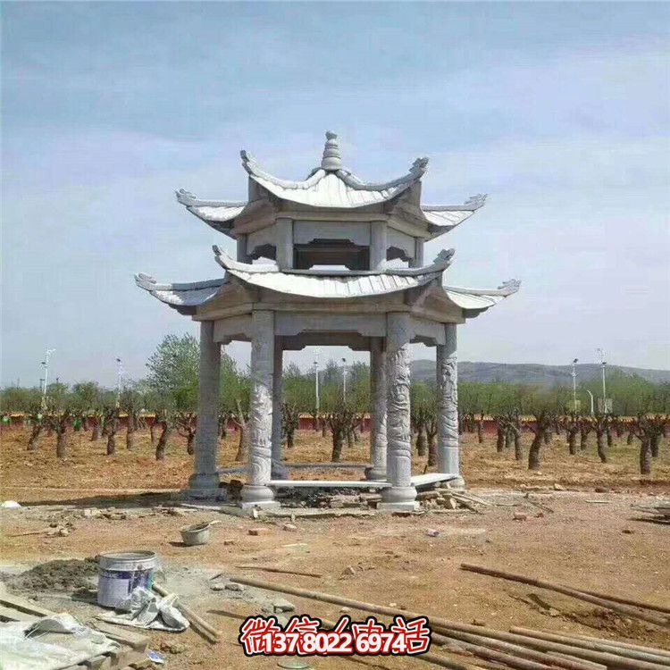 雙層雕塑涼亭，為景區、園林、戶外環境提供視覺美感