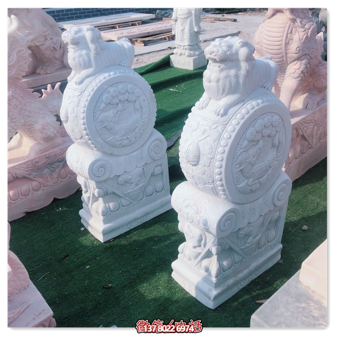 精美石雕獅子雕塑，裝點(diǎn)精致庭院