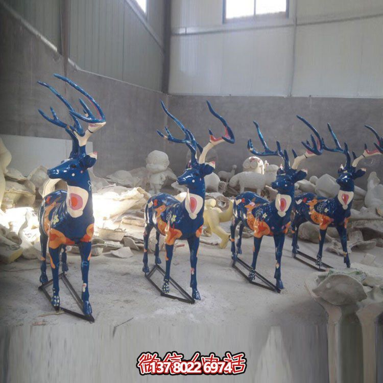 玻璃鋼梅花鹿彩繪擺件，把園林景觀裝點出夢幻色彩