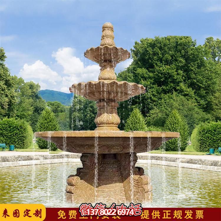 流水紅晚霞，石雕戶外景區(qū)擺件