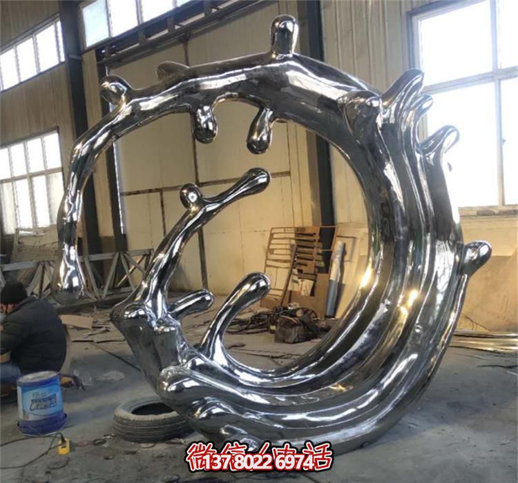不銹鋼海浪雕塑，鏡面裝飾公園