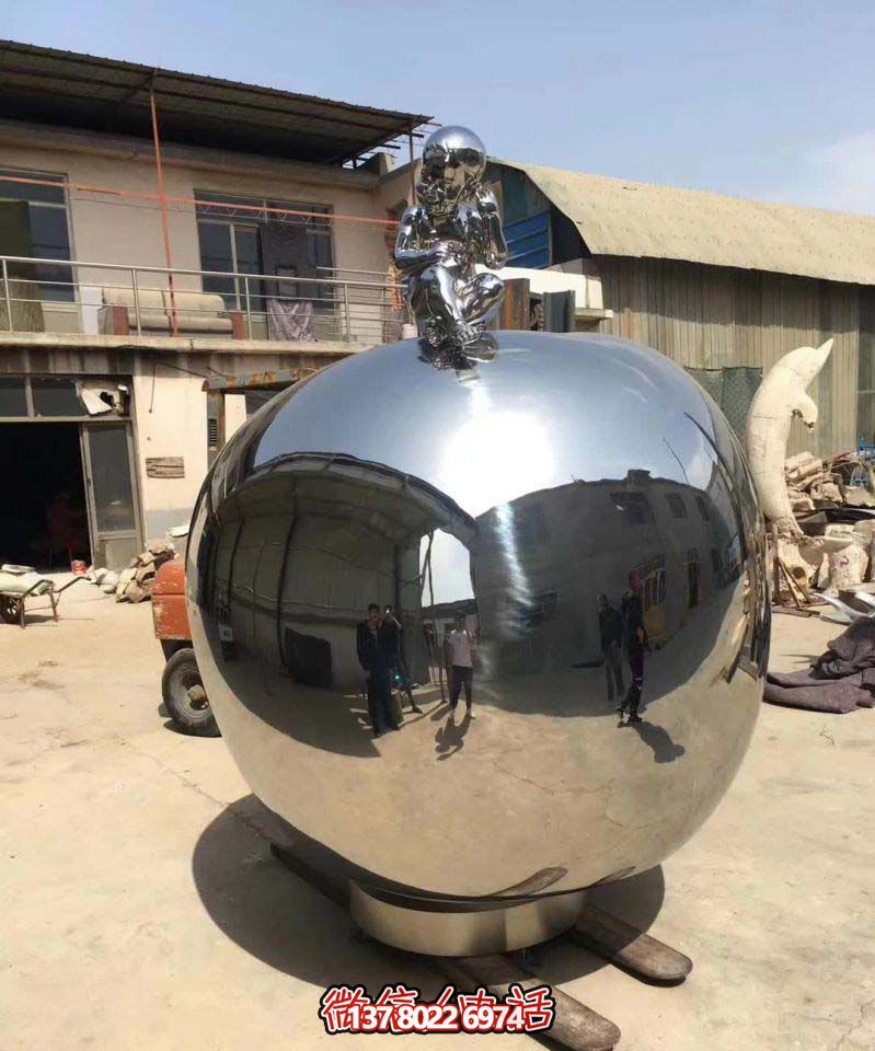 別墅酒店創(chuàng)意不銹鋼蘋(píng)果造型雕塑