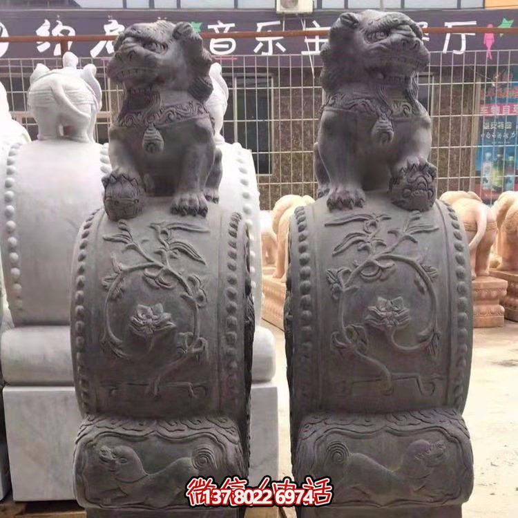 庭院飯店門口鎮(zhèn)宅浮雕一對(duì)獅子抱鼓石雕塑