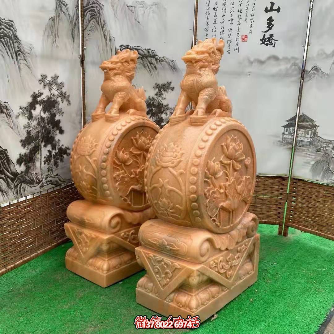 麒麟抱鼓石，晚霞紅荷花門(mén)墩