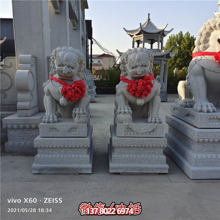 企業(yè)花崗巖石雕獅子大象動(dòng)物雕塑