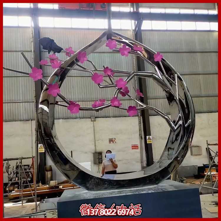 不銹鋼抽象戶外園林抽象創(chuàng)意樹枝圓環(huán)擺件