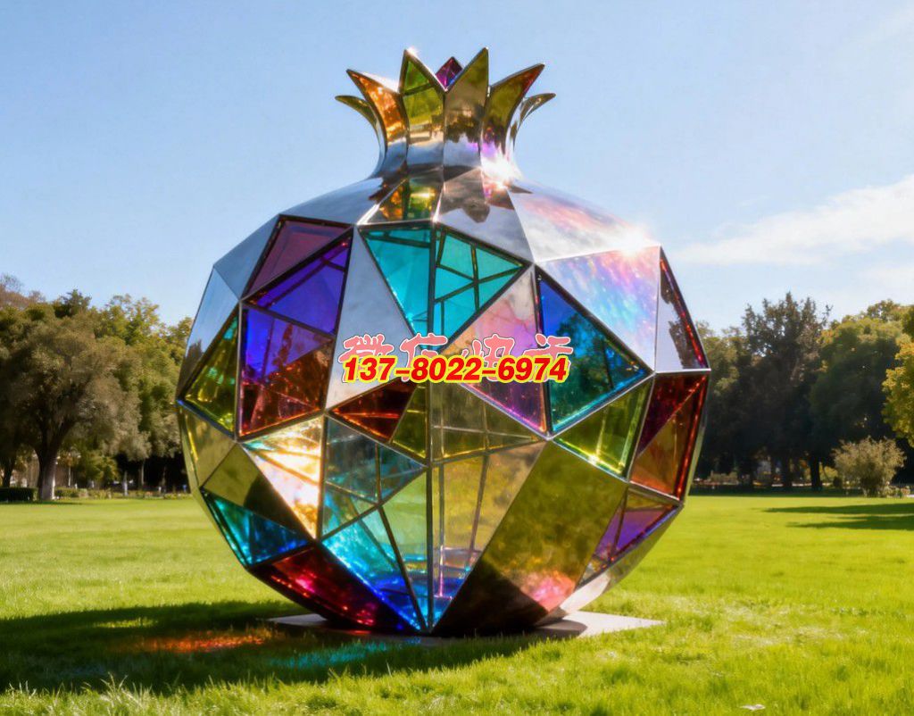 《晶簇同心?榴韻華章》：不銹鋼景觀雕塑凝萃石榴意象，織就民族團結的絢爛符號